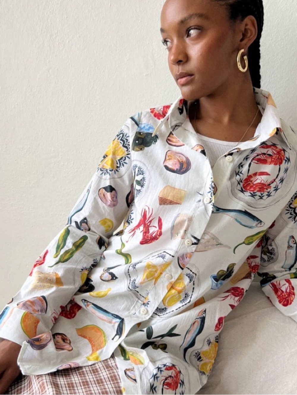 Lisa Says GahTessa Button Down In Tapas Size XS Colorful 100% Cotton